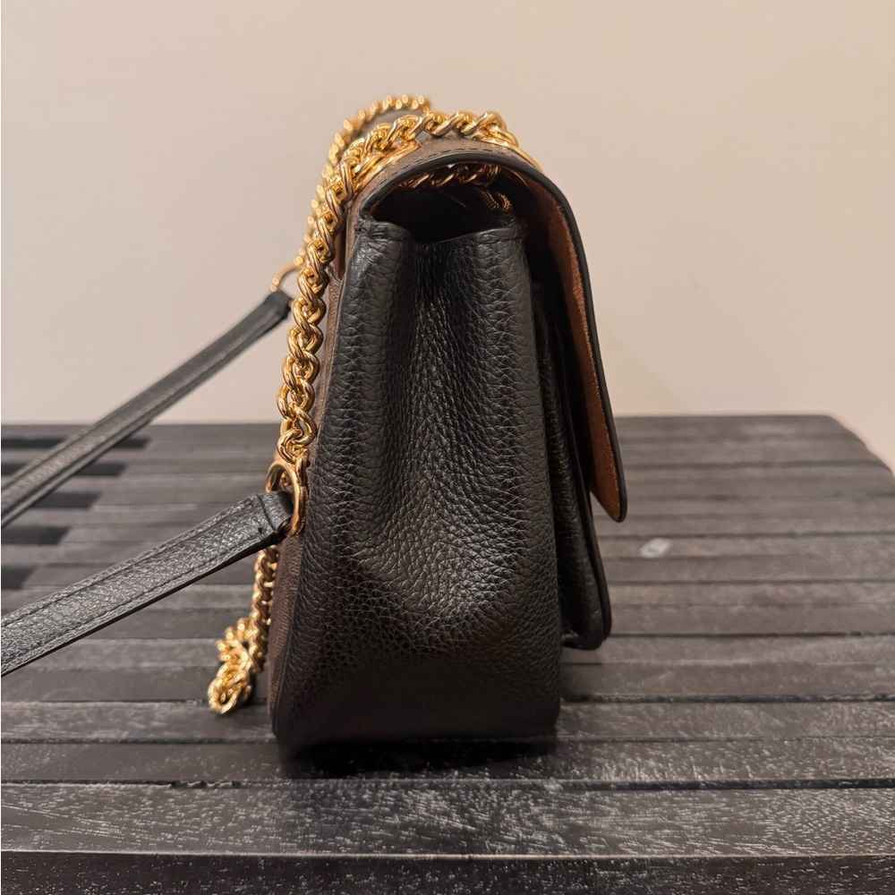 Coach Elodie - Black and Brown Pebble Leather Crossbody Bag - Picture 5 of 15
